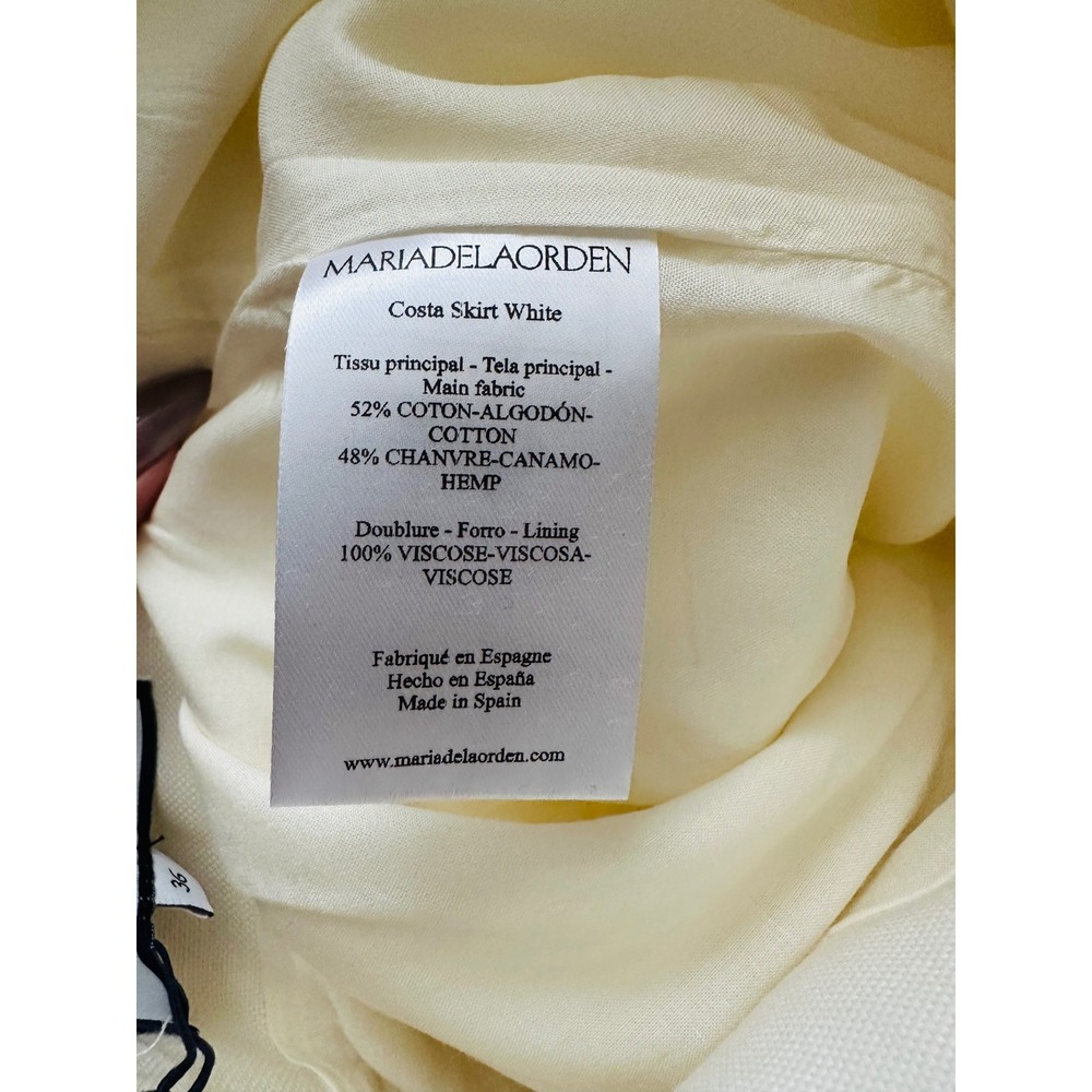 Minimalist Maria de la Orden Costa Skirt NWT White Midi 36 Cotton Hemp Coastal - Picture 7 of 7